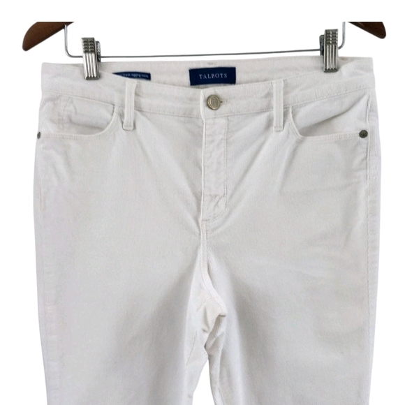 Talbots High Waist Jegging Ankle Off White Ivory Corduroy Pants Womens Peitte 10 - Picture 2 of 8